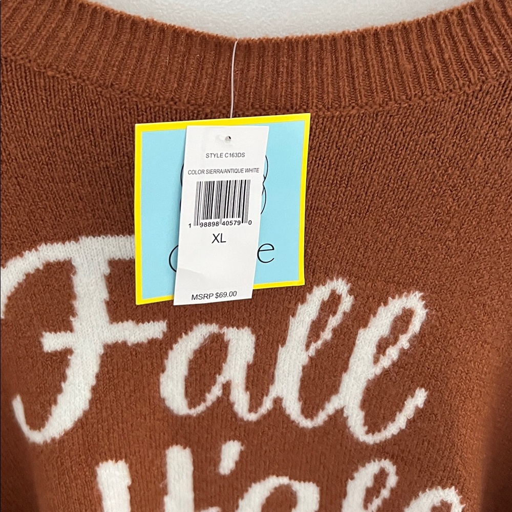 Vince Camuto Brown 'Fall Y'all' Sweater - Picture 2 of 3